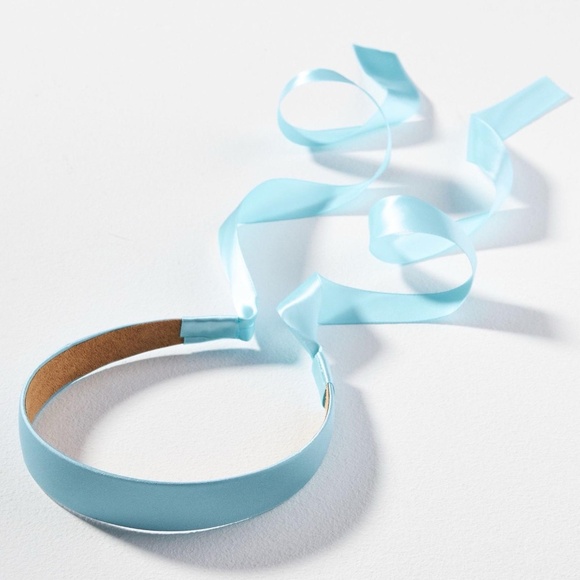 NWT Anthropologie Sky Blue  Satin Bow Tie Headband - Picture 1 of 1